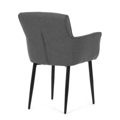 Židle jídelní, snadno čistitelná šedá látka, černý matný lak, kovové nohy DCH-J2159 GREY2