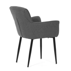 Židle jídelní, snadno čistitelná šedá látka, černý matný lak, kovové nohy DCH-J2159 GREY2