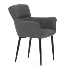 Židle jídelní, snadno čistitelná šedá látka, černý matný lak, kovové nohy DCH-J2159 GREY2
