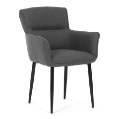 Židle jídelní, snadno čistitelná šedá látka, černý matný lak, kovové nohy DCH-J2159 GREY2