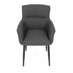 Židle jídelní, snadno čistitelná šedá látka, černý matný lak, kovové nohy DCH-J2159 GREY2