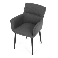 Židle jídelní, snadno čistitelná šedá látka, černý matný lak, kovové nohy DCH-J2159 GREY2