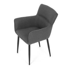 Židle jídelní, snadno čistitelná šedá látka, černý matný lak, kovové nohy DCH-J2159 GREY2