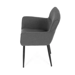 Židle jídelní, snadno čistitelná šedá látka, černý matný lak, kovové nohy DCH-J2159 GREY2