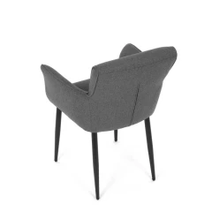Židle jídelní, snadno čistitelná šedá látka, černý matný lak, kovové nohy DCH-J2159 GREY2