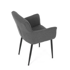 Židle jídelní, snadno čistitelná šedá látka, černý matný lak, kovové nohy DCH-J2159 GREY2
