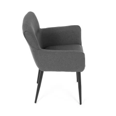 Židle jídelní, snadno čistitelná šedá látka, černý matný lak, kovové nohy DCH-J2159 GREY2