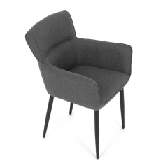 Židle jídelní, snadno čistitelná šedá látka, černý matný lak, kovové nohy DCH-J2159 GREY2