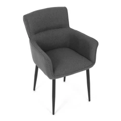 Židle jídelní, snadno čistitelná šedá látka, černý matný lak, kovové nohy DCH-J2159 GREY2