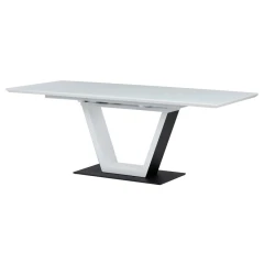Stůl jídelní rozkládací 160+50x80x76,5, bílý matný lak, tvrzené sklo, HT-D1931 WT