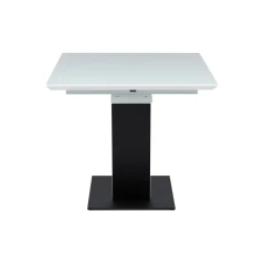 Stůl jídelní rozkládací 160+50x80x76,5, bílý matný lak, tvrzené sklo, HT-D1931 WT
