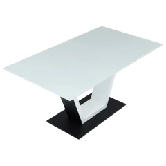 Stůl jídelní rozkládací 160+50x80x76,5, bílý matný lak, tvrzené sklo, HT-D1931 WT