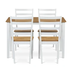 Jídelní set 1+4, rozměr stolu 120x75x75 cm, MDF, dýha, masivní nohy, moření dub VESPA OAK