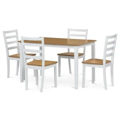 Jídelní set 1+4, rozměr stolu 120x75x75 cm, MDF, dýha, masivní nohy, moření dub VESPA OAK