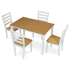 Jídelní set 1+4, rozměr stolu 120x75x75 cm, MDF, dýha, masivní nohy, moření dub VESPA OAK