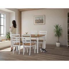 Jídelní set 1+4, rozměr stolu 120x75x75 cm, MDF, dýha, masivní nohy, moření dub VESPA OAK