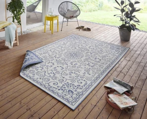NORTHRUGS kusový koberec Twin Supreme 103867 Leyte Blue/Cream – na ven i na doma