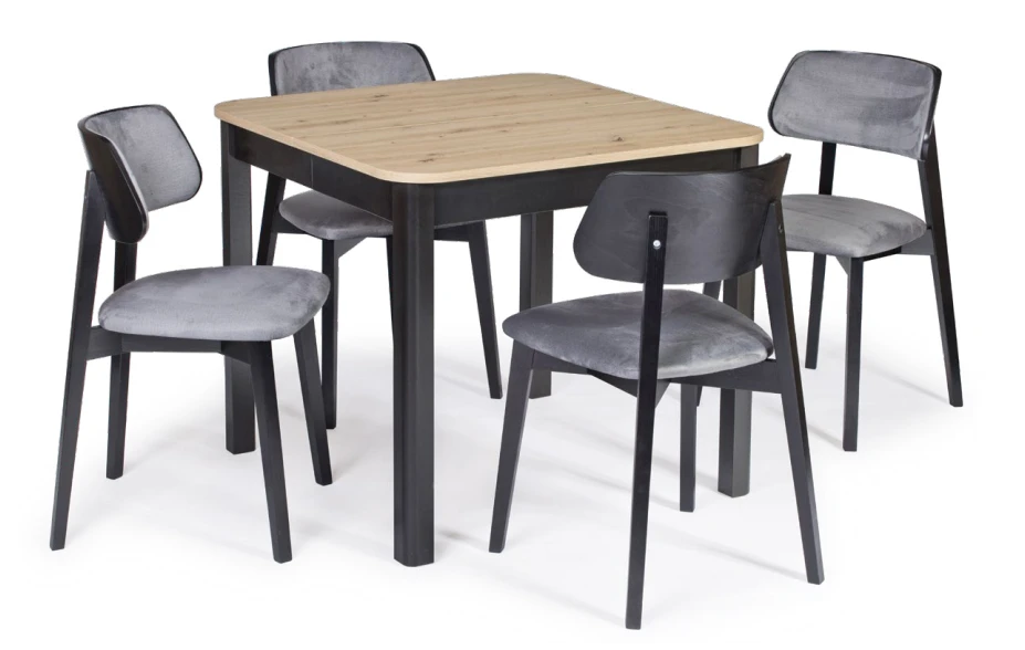 Rozkládací jídelní set - stůl ST 46M rozklad + židle KT 63C