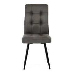 Židle jídelní, šedá látka v dekoru broušené kůže, černý kov DCL-D1250 GREY3