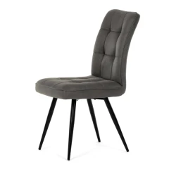 Židle jídelní, šedá látka v dekoru broušené kůže, černý kov DCL-D1250 GREY3