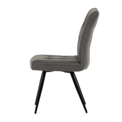 Židle jídelní, šedá látka v dekoru broušené kůže, černý kov DCL-D1250 GREY3