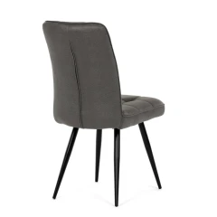 Židle jídelní, šedá látka v dekoru broušené kůže, černý kov DCL-D1250 GREY3