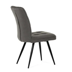 Židle jídelní, šedá látka v dekoru broušené kůže, černý kov DCL-D1250 GREY3