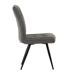 Židle jídelní, šedá látka v dekoru broušené kůže, černý kov DCL-D1250 GREY3