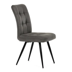 Židle jídelní, šedá látka v dekoru broušené kůže, černý kov DCL-D1250 GREY3