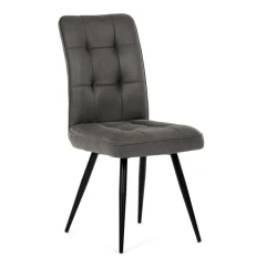 Židle jídelní, šedá látka v dekoru broušené kůže, černý kov DCL-D1250 GREY3