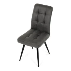 Židle jídelní, šedá látka v dekoru broušené kůže, černý kov DCL-D1250 GREY3