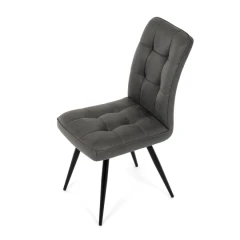 Židle jídelní, šedá látka v dekoru broušené kůže, černý kov DCL-D1250 GREY3