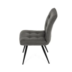 Židle jídelní, šedá látka v dekoru broušené kůže, černý kov DCL-D1250 GREY3