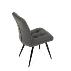 Židle jídelní, šedá látka v dekoru broušené kůže, černý kov DCL-D1250 GREY3