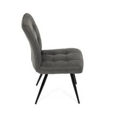 Židle jídelní, šedá látka v dekoru broušené kůže, černý kov DCL-D1250 GREY3