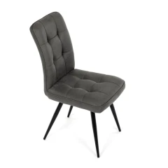 Židle jídelní, šedá látka v dekoru broušené kůže, černý kov DCL-D1250 GREY3