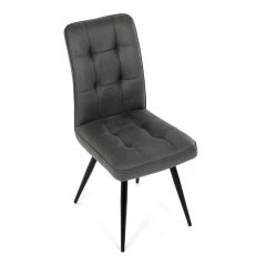 Židle jídelní, šedá látka v dekoru broušené kůže, černý kov DCL-D1250 GREY3
