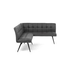 Lavice rohová, šedá látka v dekoru broušené kůže, černý kov DCL-D1950 GREY3
