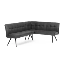 Lavice rohová, šedá látka v dekoru broušené kůže, černý kov DCL-D1950 GREY3