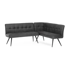 Lavice rohová, šedá látka v dekoru broušené kůže, černý kov DCL-D1950 GREY3