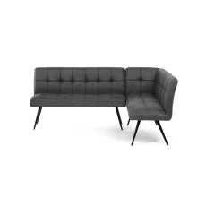 Lavice rohová, šedá látka v dekoru broušené kůže, černý kov DCL-D1950 GREY3