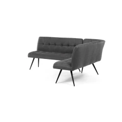 Lavice rohová, šedá látka v dekoru broušené kůže, černý kov DCL-D1950 GREY3