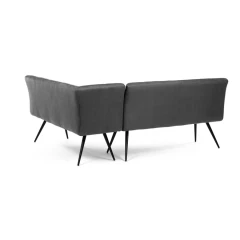 Lavice rohová, šedá látka v dekoru broušené kůže, černý kov DCL-D1950 GREY3