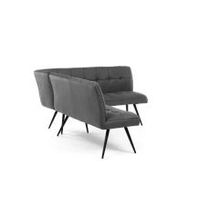 Lavice rohová, šedá látka v dekoru broušené kůže, černý kov DCL-D1950 GREY3