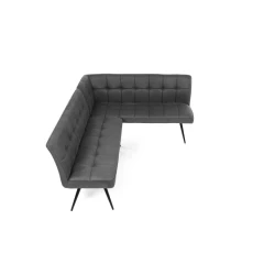 Lavice rohová, šedá látka v dekoru broušené kůže, černý kov DCL-D1950 GREY3