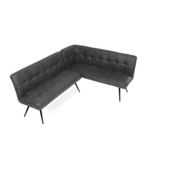 Lavice rohová, šedá látka v dekoru broušené kůže, černý kov DCL-D1950 GREY3