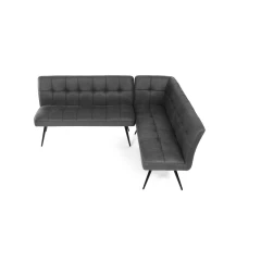 Lavice rohová, šedá látka v dekoru broušené kůže, černý kov DCL-D1950 GREY3