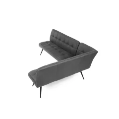 Lavice rohová, šedá látka v dekoru broušené kůže, černý kov DCL-D1950 GREY3