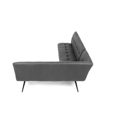 Lavice rohová, šedá látka v dekoru broušené kůže, černý kov DCL-D1950 GREY3
