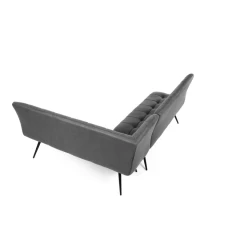 Lavice rohová, šedá látka v dekoru broušené kůže, černý kov DCL-D1950 GREY3